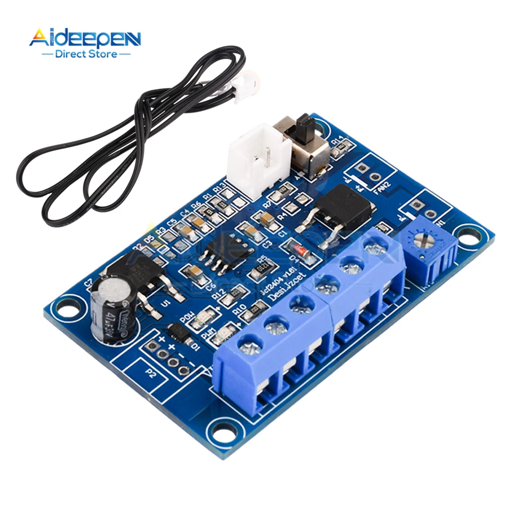 

DC 12V 24V 4A Fan Temperature Control 2/3/4 Cable Chassis Fan Speed Regulation Module PWM Thermostat Speed Governor