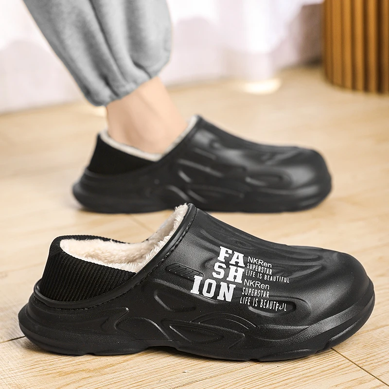 Winter Cotton Slippers Men's Shoes Short Plush Slip-on Casual Outdoor Men Shoes Keep Warm Indoor Men Shoes