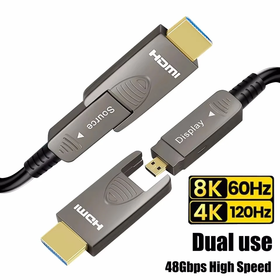 8K HDMI Fiber Optic Cable Detachable HDMI Type A+Type D Active