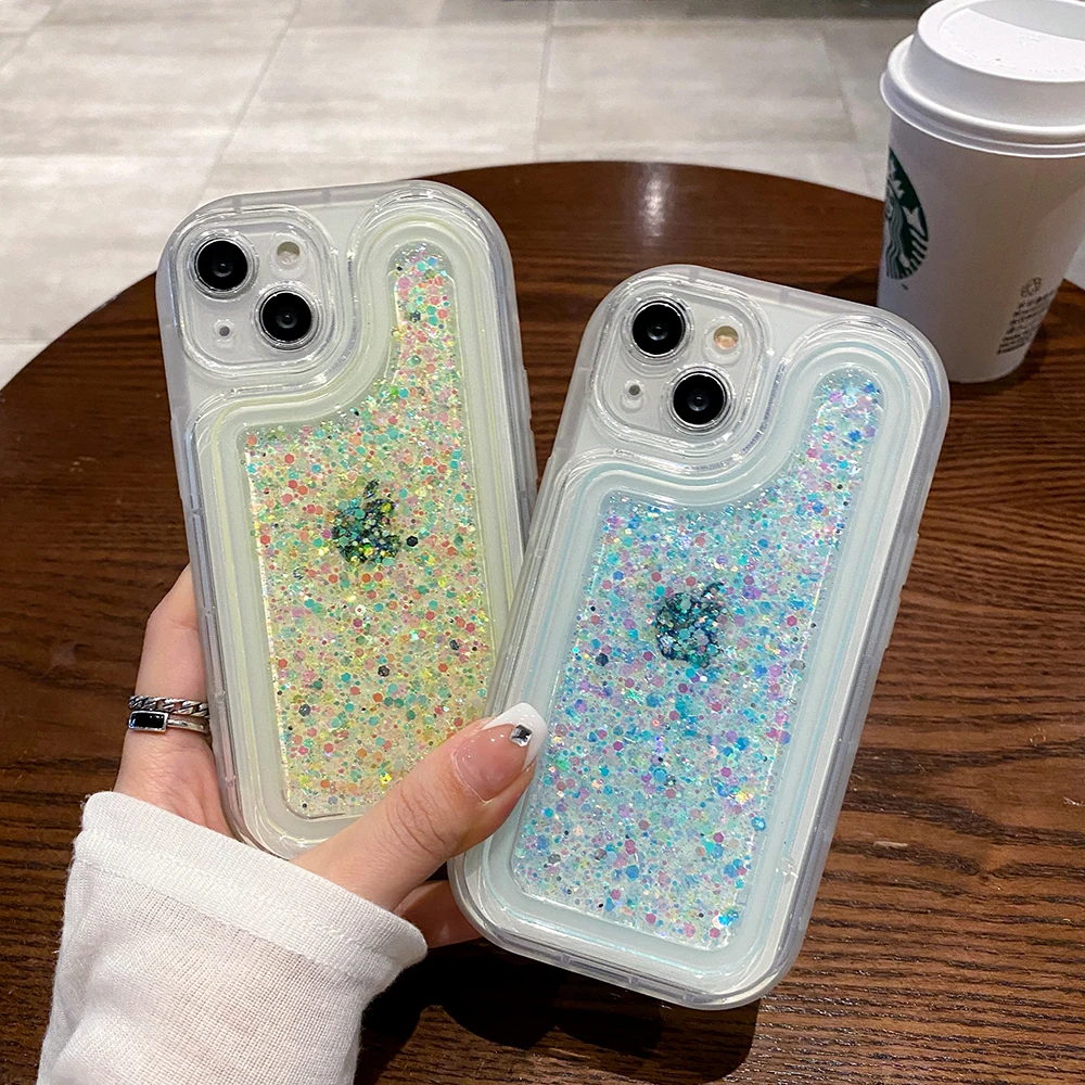 

TPU Bumper Phone Case For iPhone 14 13 12 11 Pro XS Max XR X 8 7 Plus SE 2022 2020 Glitter Sequin Back Cover Cases