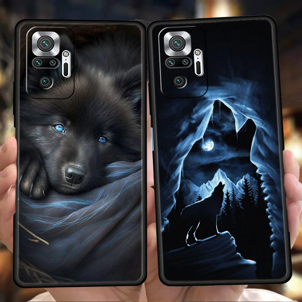 Custodia Per Telefono Moon Roaring Wolf Per Redmi Note 12 11 10 Pro Plus 8 8T 9 K50 K40 Gaming 9A 9C 9T Pro Plus Soft Shell Bag Capas