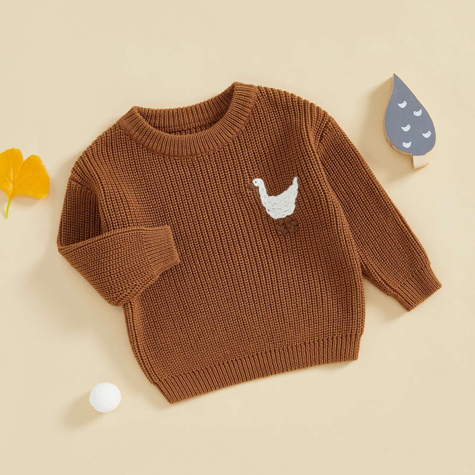 MISOWMNJOY Autumn Baby Knitting Sweater Winter Warm Kids Boy Girl Clothes Goose Crew Neck Long Sleeve Pullover Tops Kids Jumpers
