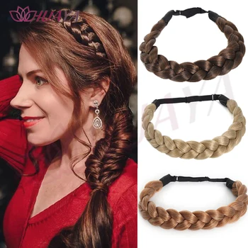 Fascia per capelli intrecciata per capelli sintetici con fascia elastica per donne Ragazze Bambini Copricapo intrecciato biondo marrone Capelli scrunchy Hea