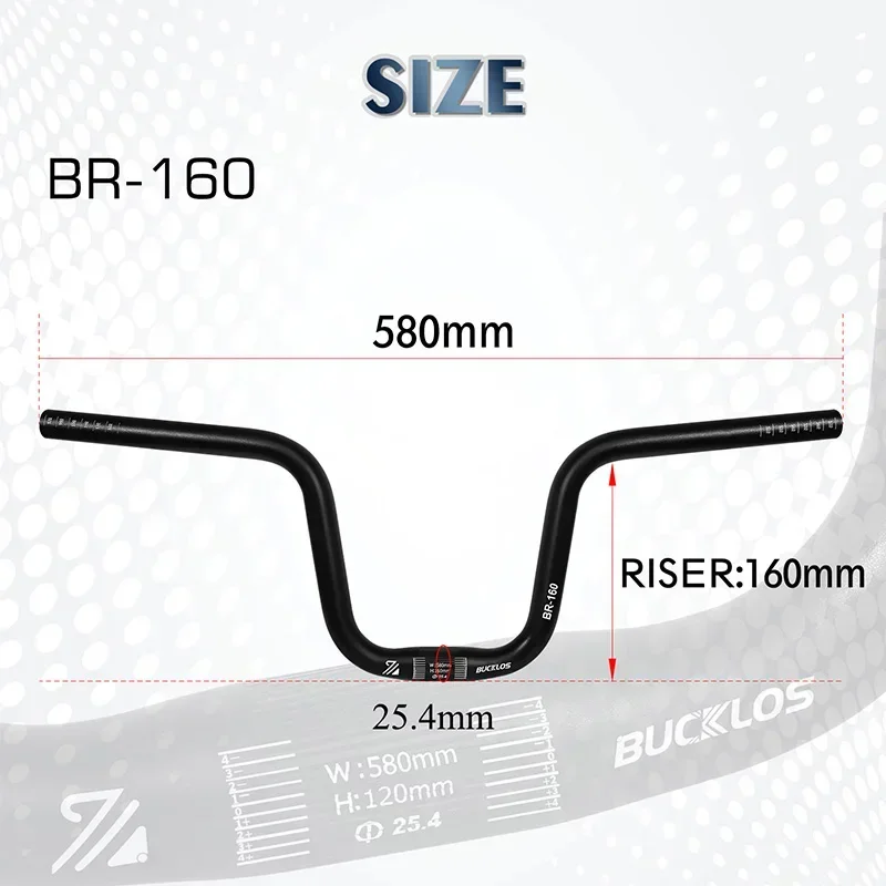 Folding Bike Handlebar 25.4mm Aluminum Hi-Rise 120/160mm Bicycle Swallow Riser B