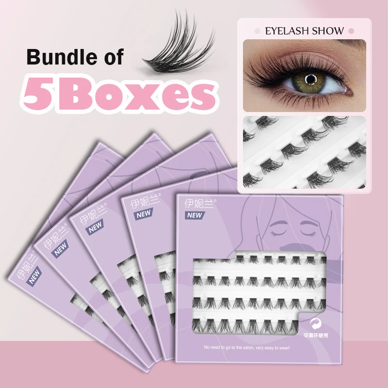 

5 Boxes DIY Manga Lash Clusters Eyelash Extension Wisps Volume Segmented Reusable Cosplay Lashes Mink Fluffy Faux Cils Wholesale