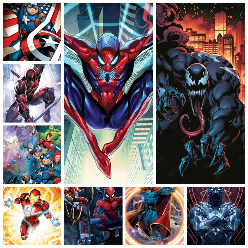 

Marvel Superheroes AB Diamond Painting Picture The Avengers Embroidery Rhinestone Mosaic Cross Stitch Room Decor Children's Gift