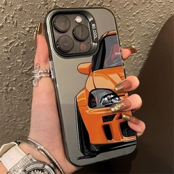 Stylish Car Print Anti-Drop Silver Phone Case for A25 (Black DQMYCYR79)