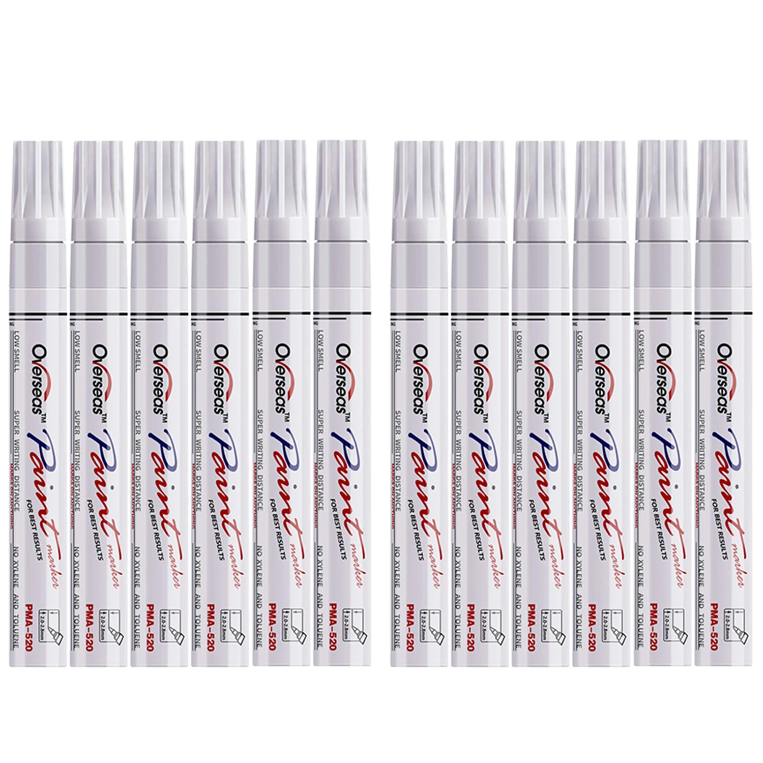 

White Paint Markers Pens Pack of 12 Permanent Oil Based Paint Pen, 2.0mm Medium Tip, Quick Dry and Waterproof Marker