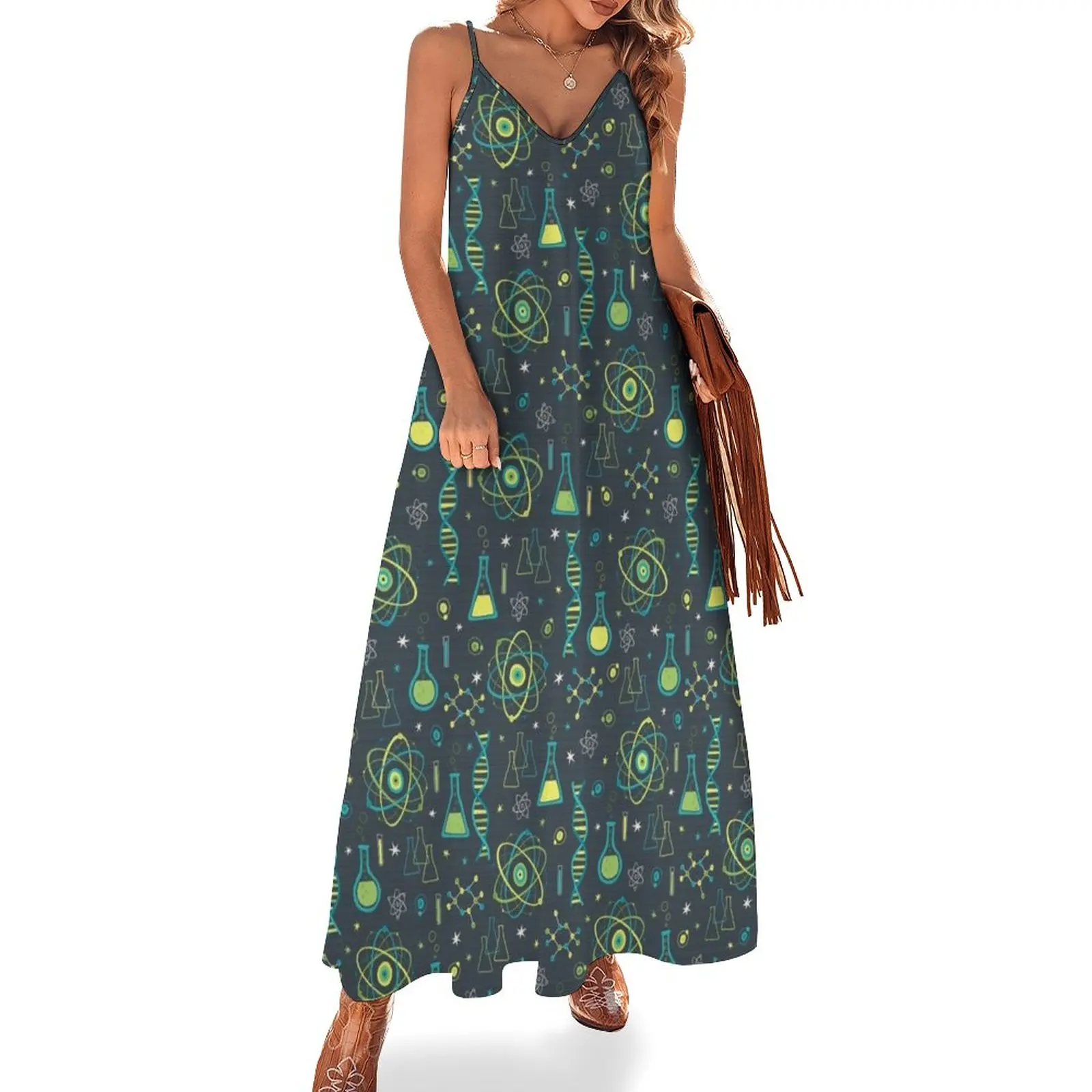 

Midcentury Modern Science Sleeveless Dress Aesthetic clothing Female dress