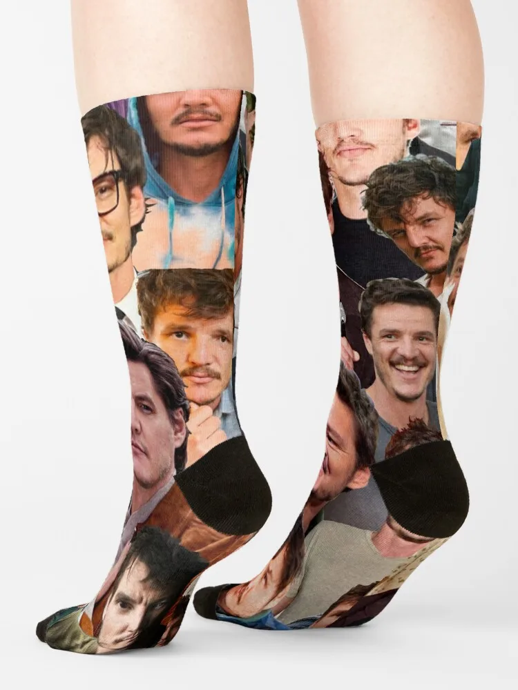 Pedro Pascal Photo Collage Socks MEN FASHION Funny socks hiking golf