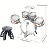 Kids Drum Set Toddler Jazz Drum Kit Toys with Stool Pedal Percussion Musical Instruments Drum Toy Early Education Gift for Boys 2