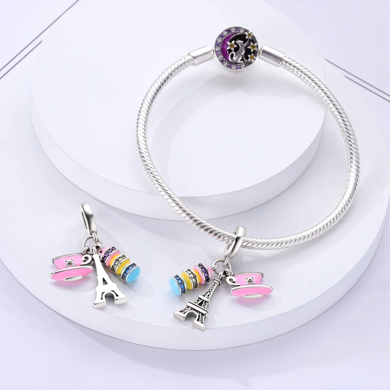 Zirkonium-Anhänger 925 Sterling Silber Kaffeetassen-Charm-Perle Passend für Original-Armband Halskette Damen-Anhänger DIY-Schmuck – Detail 22