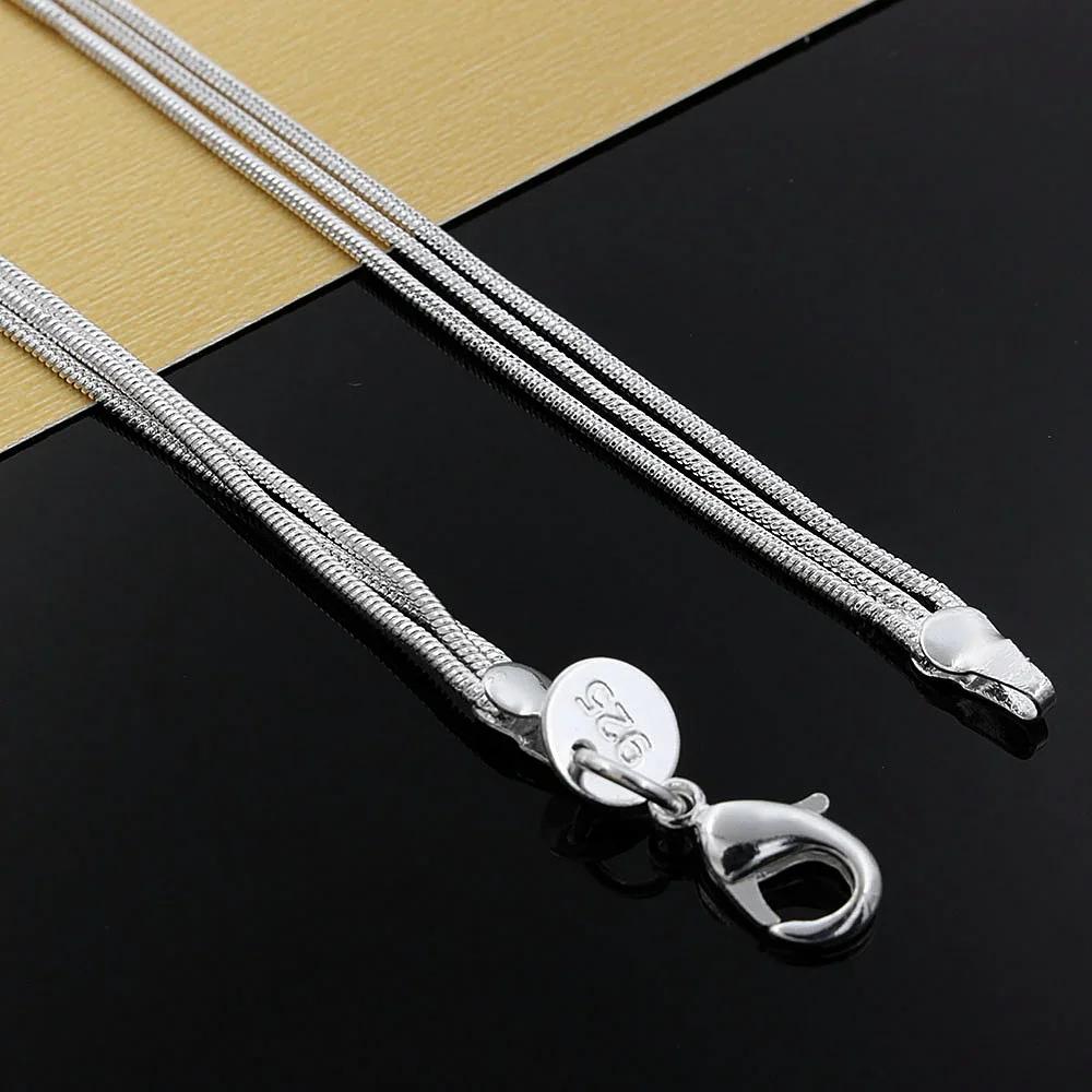 Fine Jewelry Charm 925 Sterling Silver Bead Necklace Classic High Quality Fashion for Women Lady Wedding Chain Gift - 3