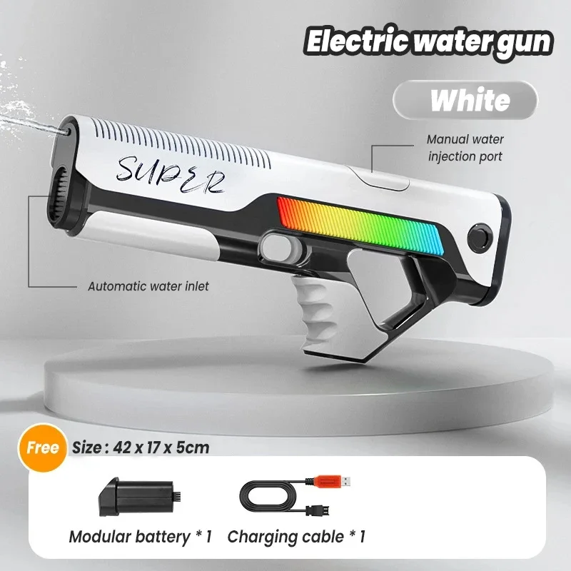 Fully Electric Shooting Burst Water Gun Toys, Summer Swimming Pool High-Pressure Strong Automatic Water Absorption Toy For Boys 3