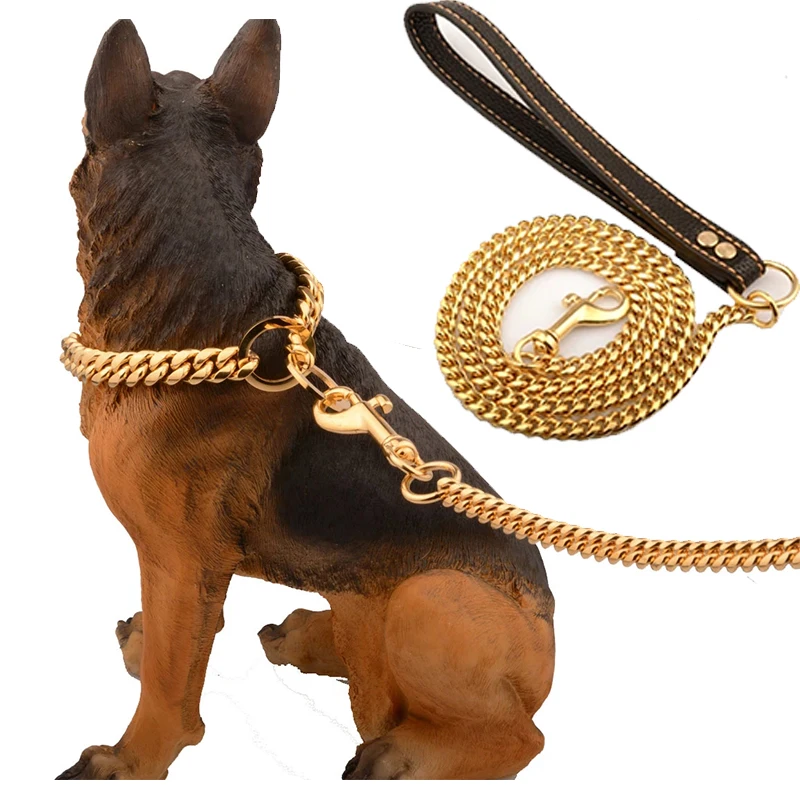 Dog Gold Chain Leash Collar Dog Chain Leash Puppies Gold Dog Leash