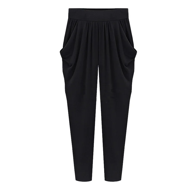 Summer Womens Harem Pants High Waist Loose Straight Ankle-length Pants Comfortable Casual OL Capris 4
