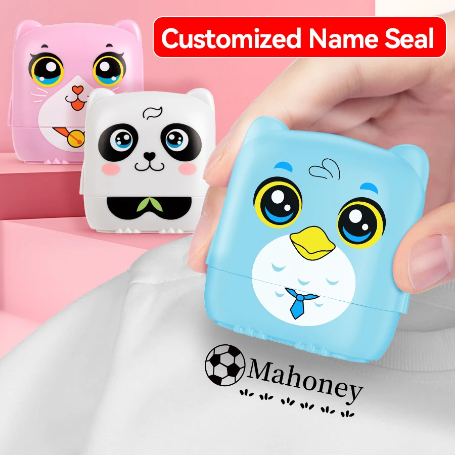 Children's Name Seal Custom personalized logo black ink Student's Stamp Kindergarten Clothes Waterproof Name Sticker gift set name stamp set