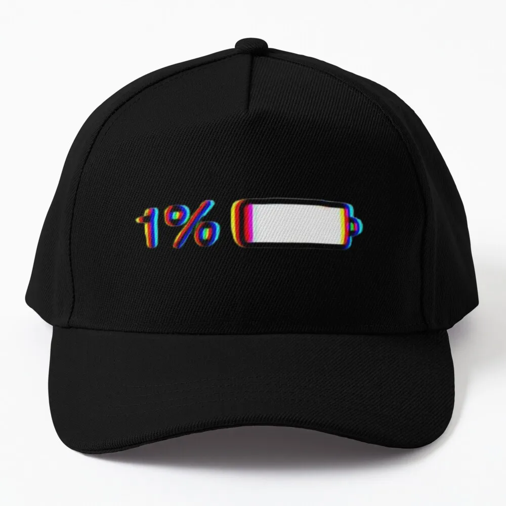 

One Percent Glitched Effect Battery Print Baseball Cap Sunhat cute derby hat Women'S Golf Clothing Men'S