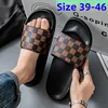 Men's Summer Outdoor Checkered Slip-On Sandals Anti-Slip Casual Beach Shoes Large Size Rubber Bottom Polyurethane Upgraded