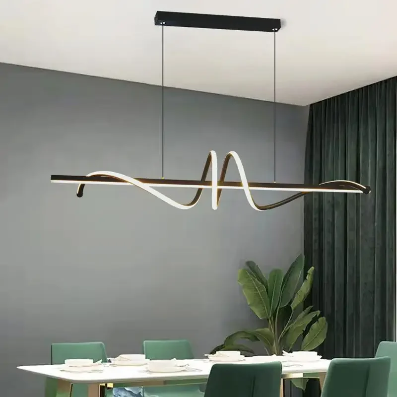 

Nordic LED Strip Lustre Pendant Light for Dining Room Kitchen Restaurant Home Decor Hanging Chandeliers Lamp Aluminium Lighting