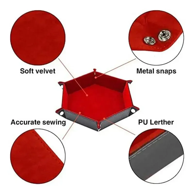 1pc Hexagonal Dice Tray and Miscellaneous Storage Box Board Game Dice Tray Accessories Leather Tower
