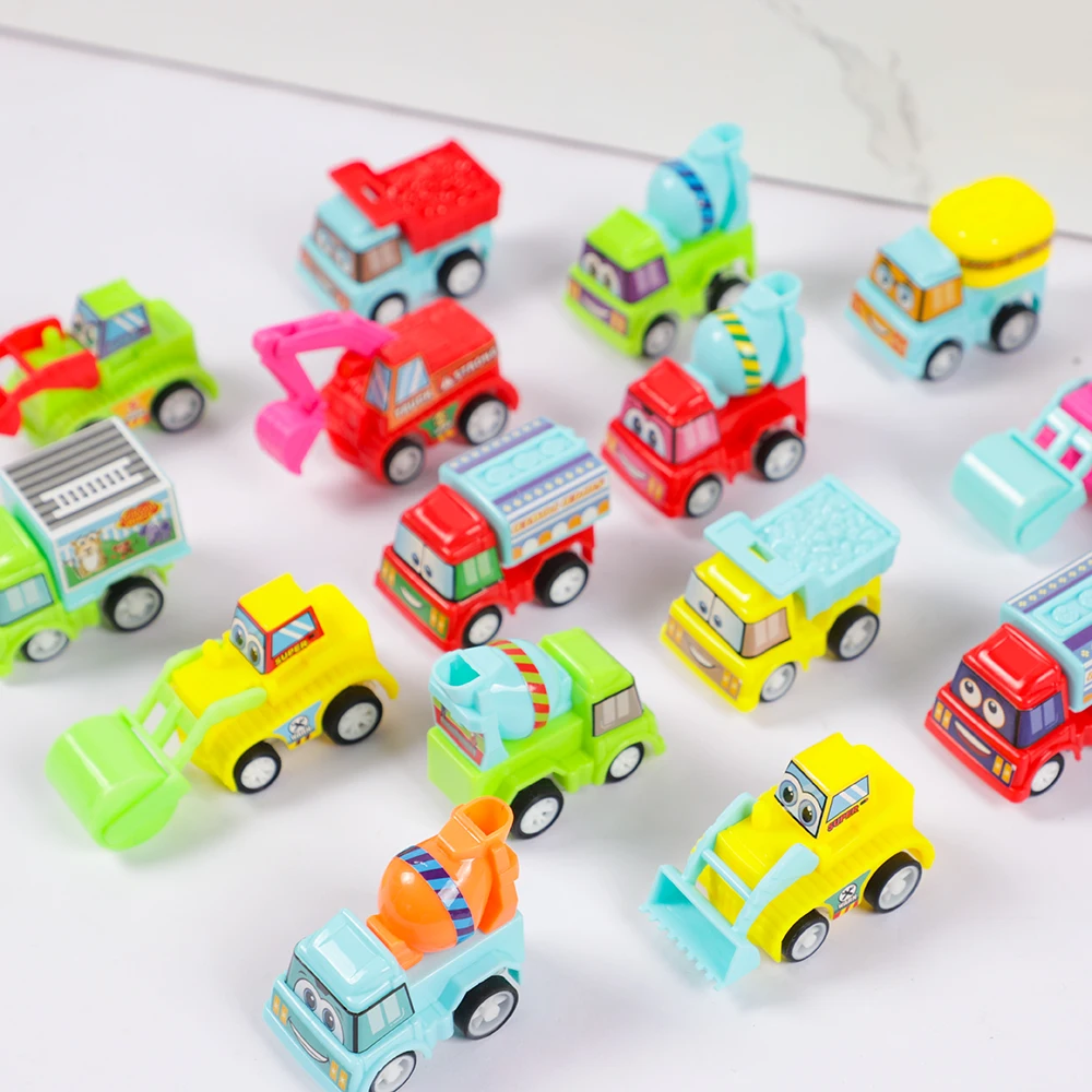 8Pcs Cute Engineering Vehicle Construction Car Pull Back Toys for Kid Birthday Party Favors Pinata Fillers Kindergarten Rewards