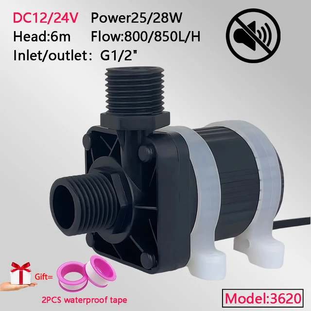 มอเตอร์ไร้แปรงถ่านเงียบ DC12/24V ปั๊มน้ำเพิ่มแรงดันสำหรับเครื่องทำน้ำอุ่น หัวฉีดน้ำ ระยะส่งสูงสุด 6 เมตร สามารถติดตั้งอะแดปเตอร์ EU ได้ มาตรฐาน IPX8 1