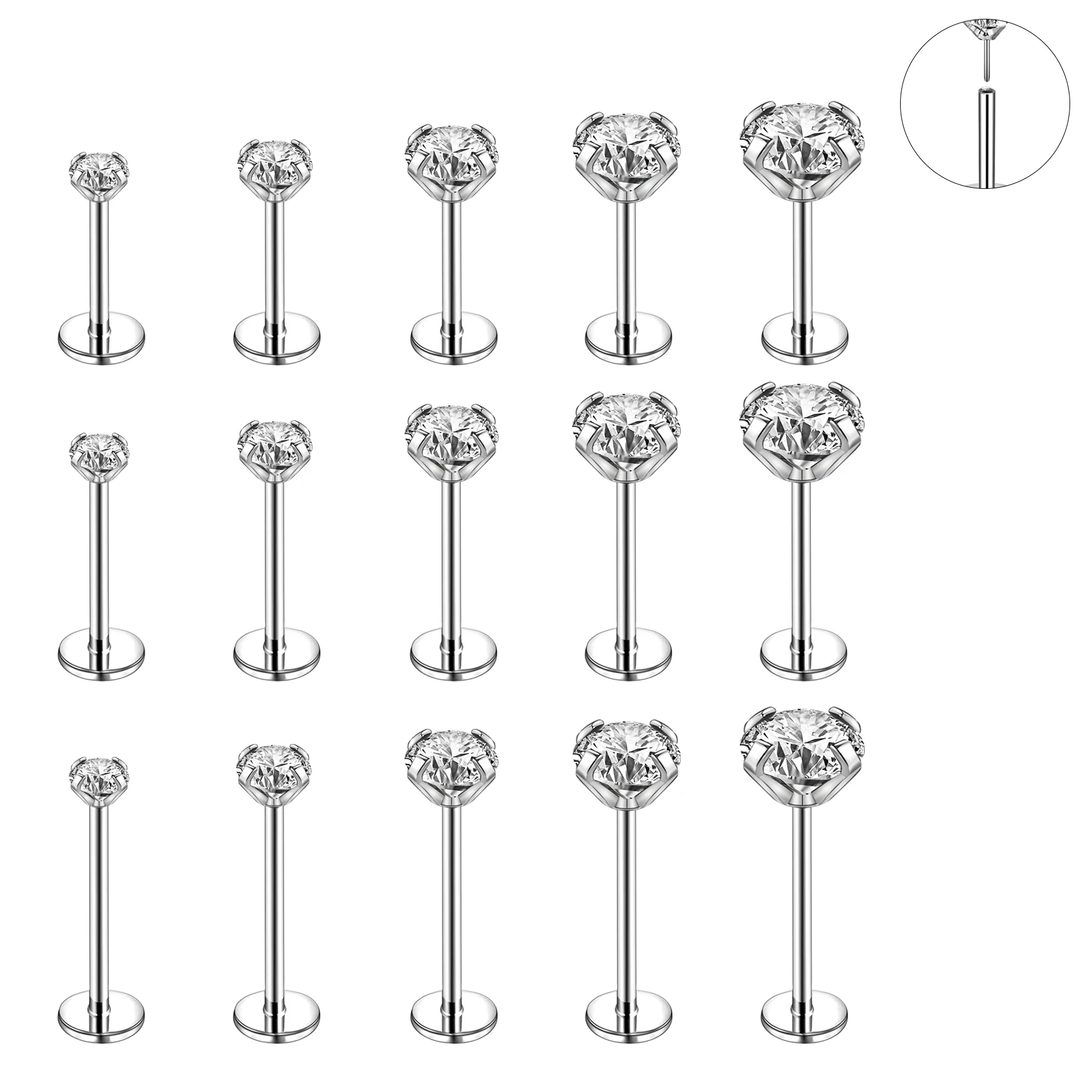 ZS161820GZirconLipStudsforWomenBodyPiercingJewelryStainless