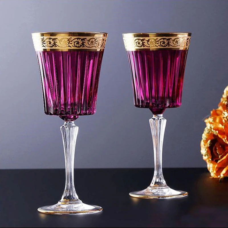 24K Gold Crystal Whiskey Glass, Red Wine Glass, Champagne Colorful Vodka Cups, Luxury Home Bar Party Drinking CZ