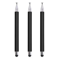 Universal 2-in-1 Capacitive Stylus Pen for Touch Screens - Smart Tablet and Phone Drawing Tool (Black 3PCS)