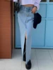 Classic Blue Denim Skirts For Women High Waist Pocket Straight Split Midi Skirt 2024 New Summer Streetwear Fashion Long Faldas 1