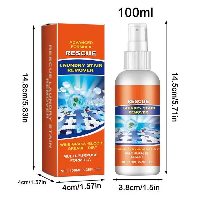 Laundry Stain Remover Stain Rescue Spray Multi-purpose Clothes Remover Spray Grease & Oil 100ml For