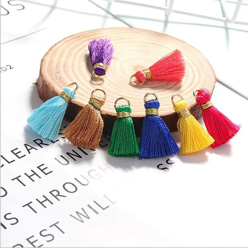 100pcs 20mm Mini Tassels with Golden Jump Ring for Earring Jewelry Making Multicolored DIY Projects