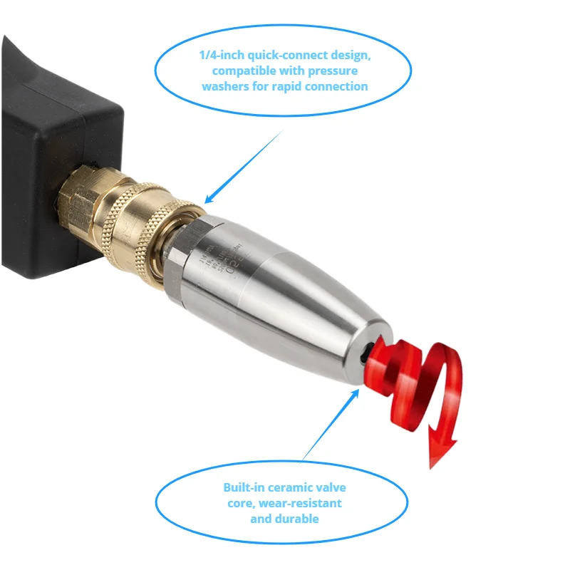 Stainless Steel 360&deg; Swivel Pressure Washer Nozzle Quick-Connect Lotus Spray Head for Tree Bark & Rust Removal