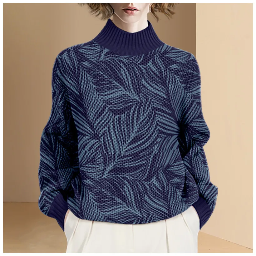 

Women Turleneck Sweater Winter Vintage Loose Casual Warm Knitted Tops for Ladies S-XL