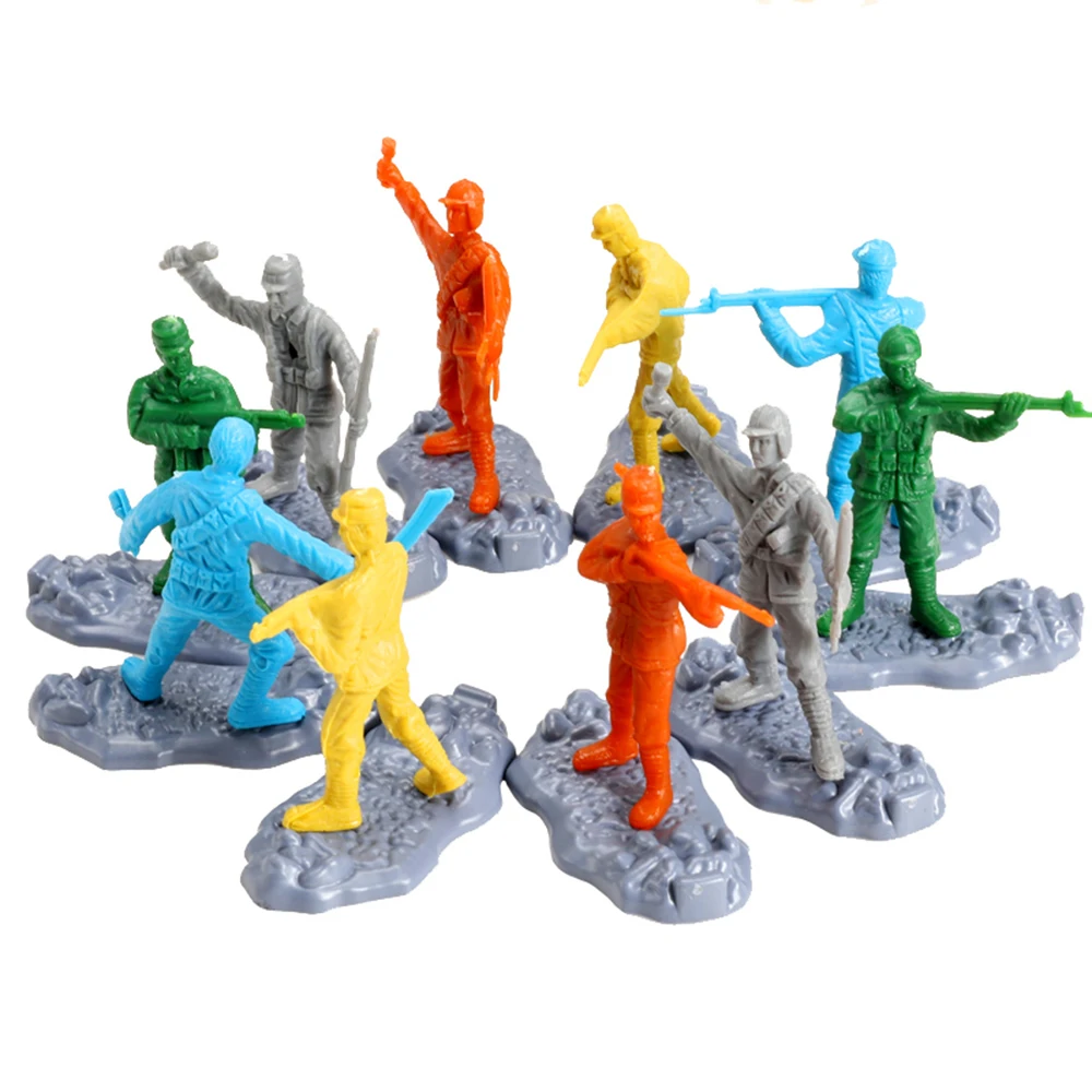 

ViiKONDO 100Pcs/Bag Army Men Playset WWII Chinese Eighth Route 10 Pose Toy Soldier Plastic Action Figure Military Model for Boys