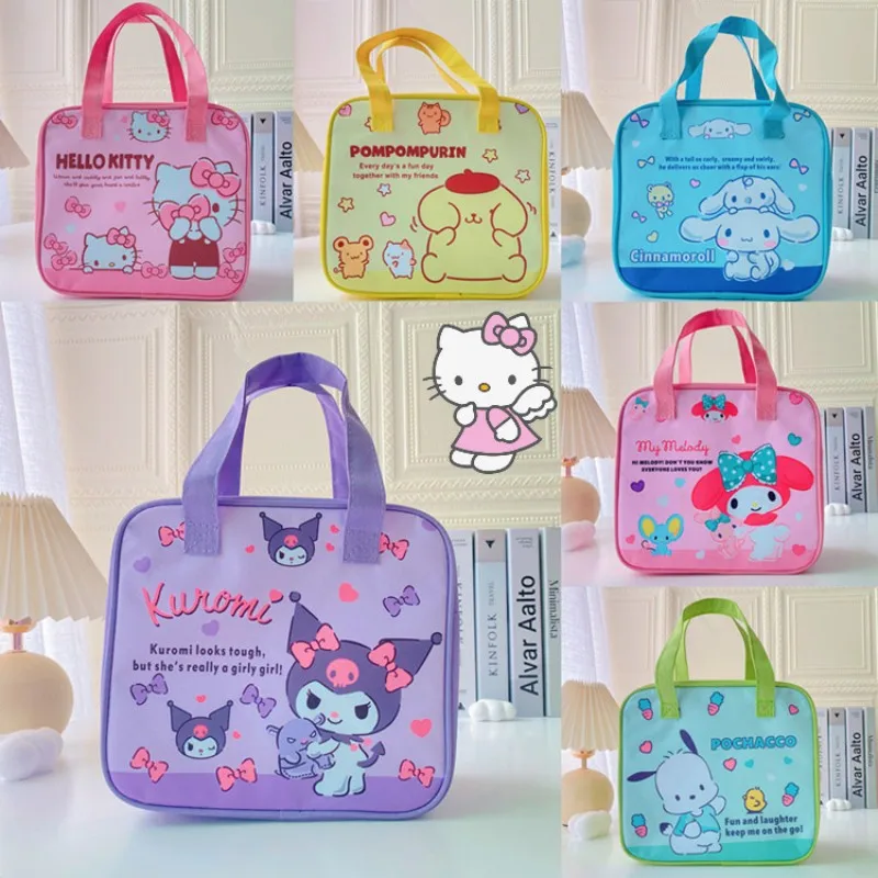 

Anime Hello Kitty Student Lunch Bento Bag Kawaii Littletwinstars Cinnamoroll Pompom Purin Kuromi LargeCapacity Handbag Kids Gift