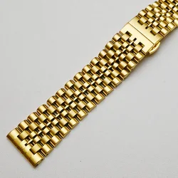 Elegant Stainless Steel Watchband Replacement - Metal Bracelet Strap - 24mm (Gold)