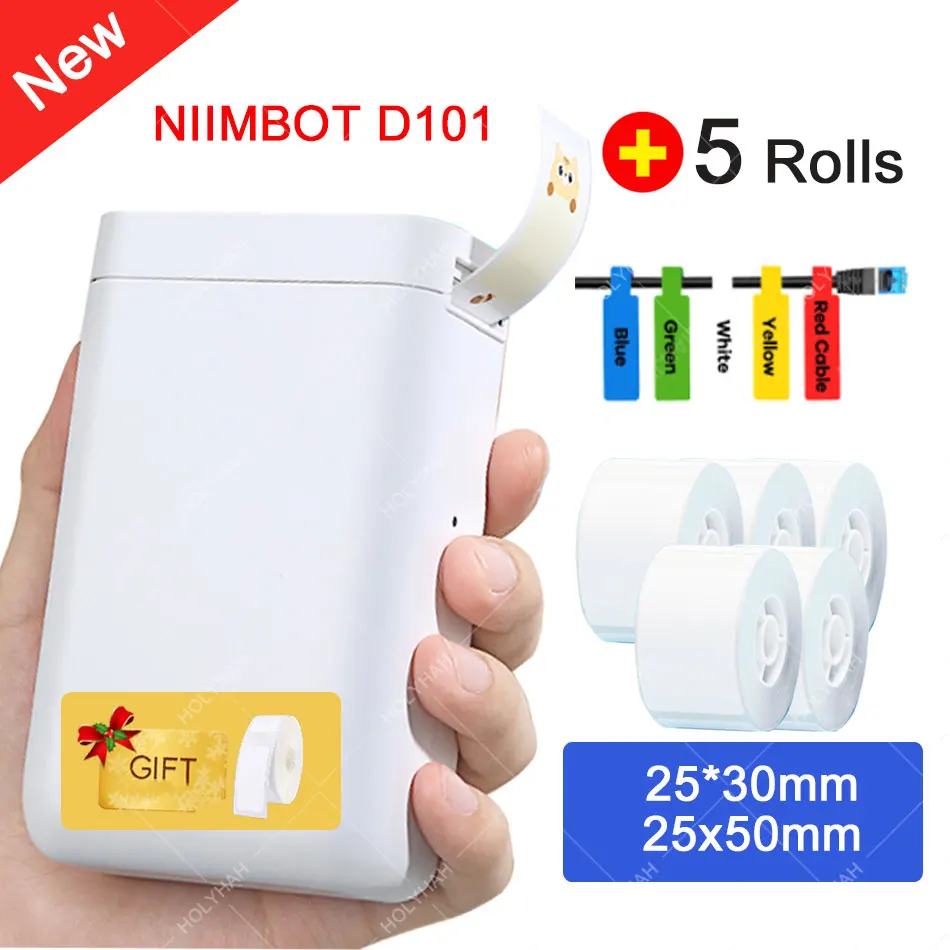 Портативный принтер для этикеток NiiMbot D101 беспроводной лента телефона планшета