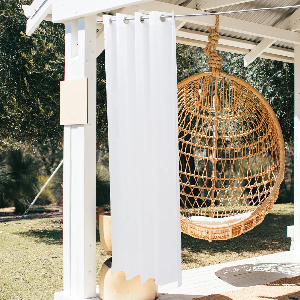 

2Pcs Breathable Terrace Curtain Polyester Outdoor Curtain Multi-functional Pavilion Curtain