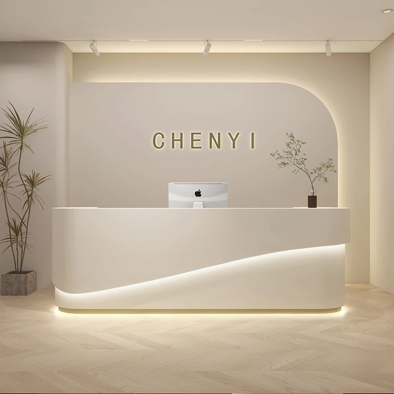 

Cashier White Reception Desk Lectern Store Mobile Register Simple Reception Desk Cash Study Comptoir Caisse Luxury Furniture