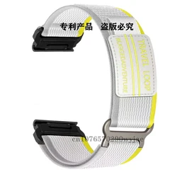 Universal Travel Loop Nylon Strap - 20/22/26mm - Quickfit Band - Garmin 22mm (Yellow - white)