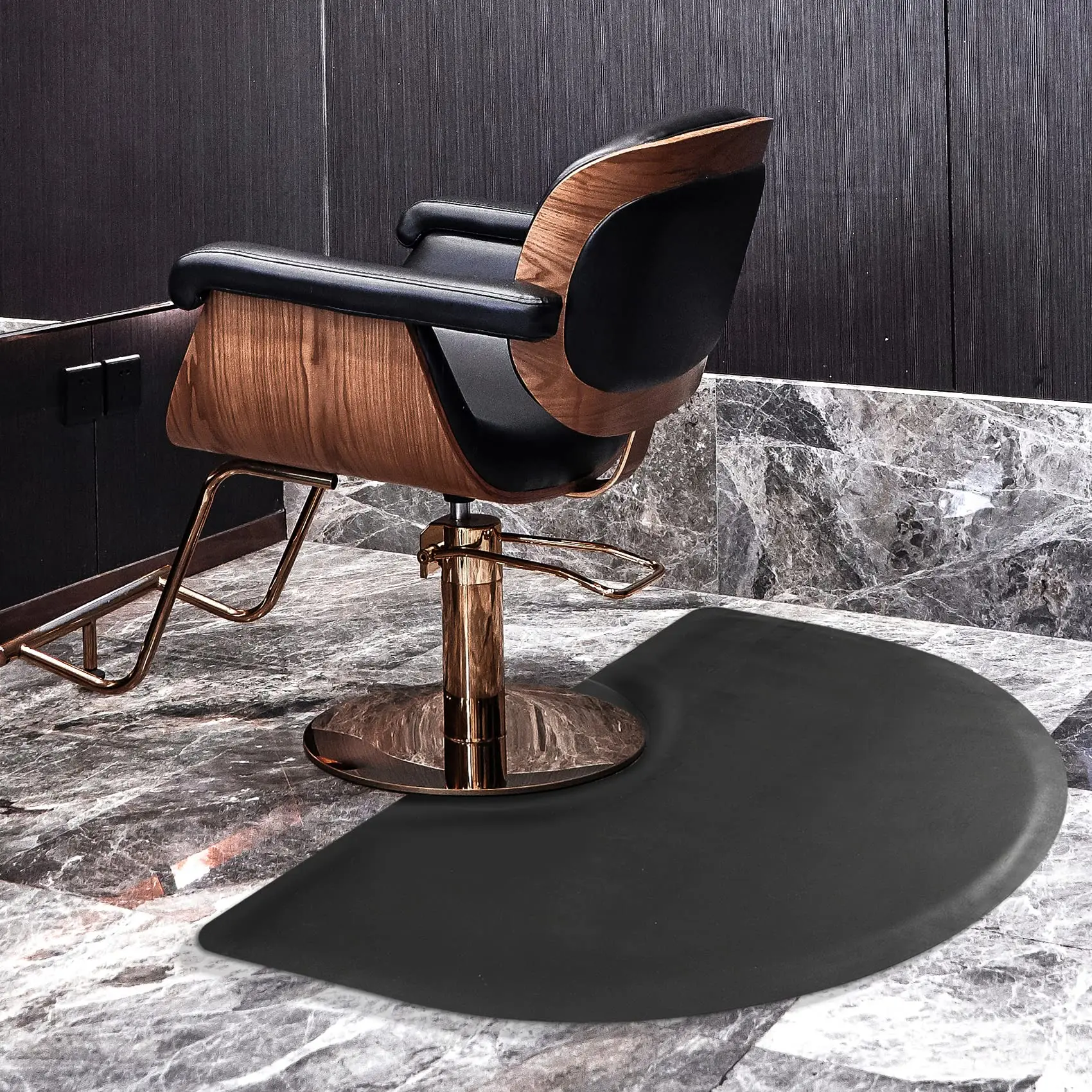 Barbershop Rubber Chair Mat Hair Stylist Anti-Slip Carpet Beauty Salon Chair Supplies Floor Protect Pad Hairdressing Tool 3d space round carpet checkered vortex optical illusions non slip area rug anti slip floor mat 120 120cm