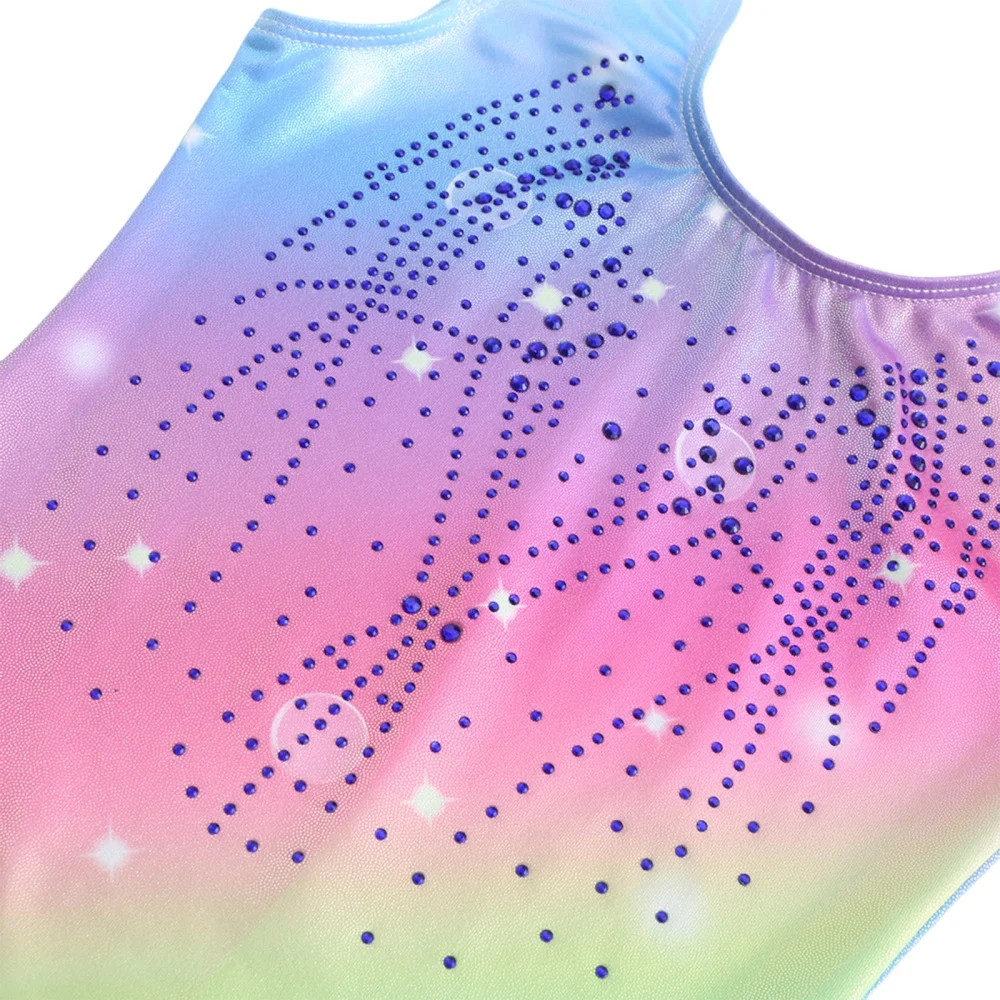 Fashion Children Sparkly Leotards Dancewear Ballet Dance for Girls Kids 5-14 Years Bronzing Sleeveless Bodysuits