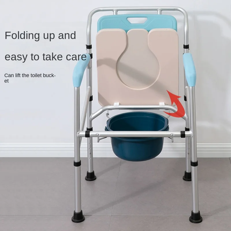 Aluminum Alloy Toilet Booster for Elderly, Multi-functional Bathroom Commode Chair for Disabled, Foldable Mobile Toilet Seat 4