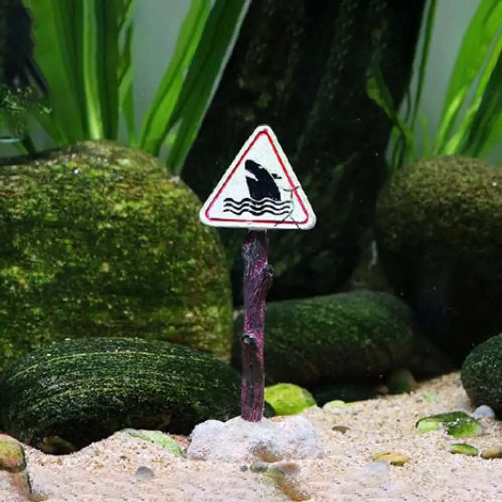 Creative Resin Fish Tank Decoration Artificial Shark Warning Sign Landscaping Accessories Aquarium Background Ornaments