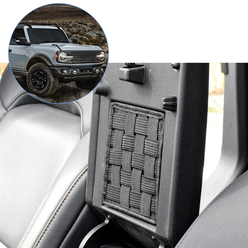 AB12-센터 콘솔 주최자 Ford Bronco 2021-2024 용 Molle 패널 2/4 도어 팔걸이 웨빙 보관 홀더 파우치 백