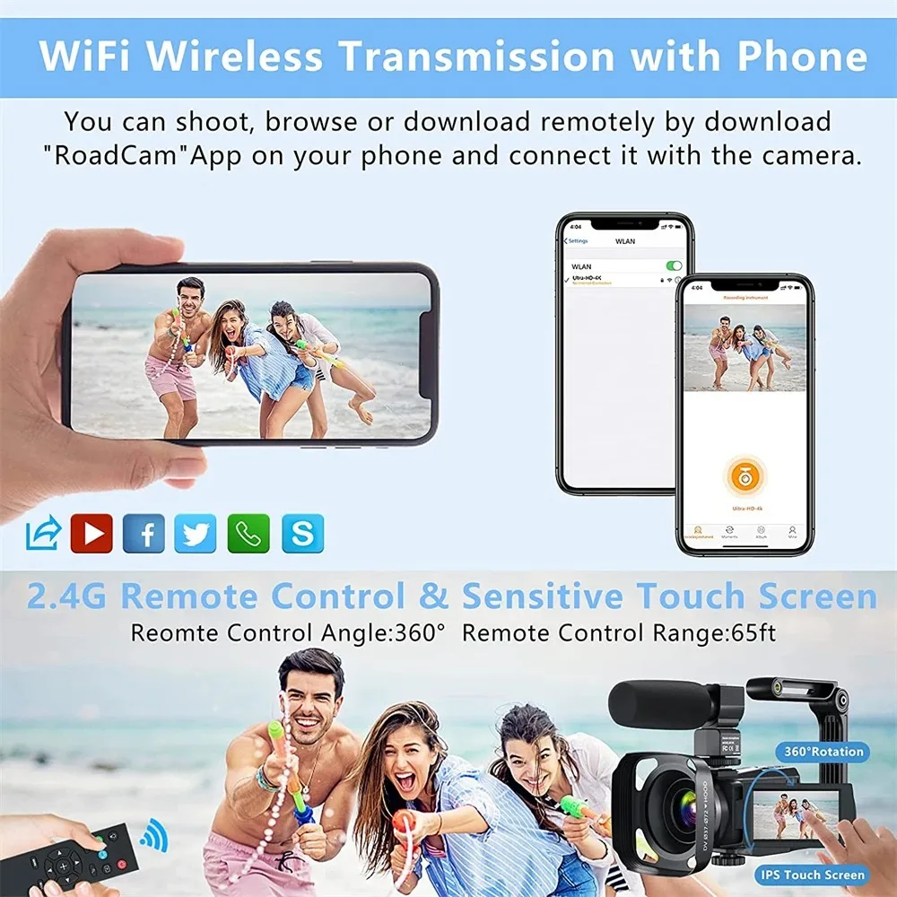 Caméra Action 360° 4K 32Go avec Objectif Grand-Angle