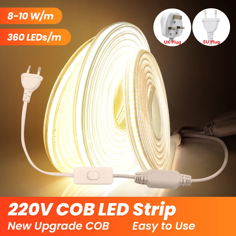 Tira de luces LED COB con alimentación USB, 320 LEDs, alta densidad, FOB,  COB, Flexible, RA90, CC, 5V, regulable, cuerda de Luz lineal - AliExpress