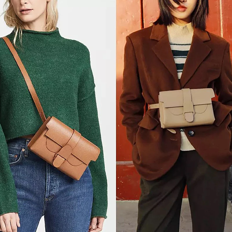 Luxury Genuine Leather Waist Bag  Fashion Clutch handbags Women's High Quality Cowhide Retro Style Chest Crossbody Shoulder Bags